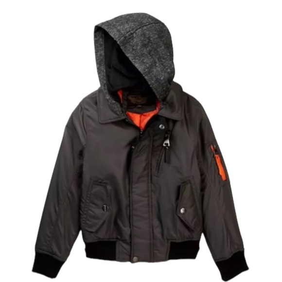 $85 Urban Republic Big Boy Bomber Jacket 18 / 20 Aviator Hooded Heavy Duty Zips - Picture 5 of 15